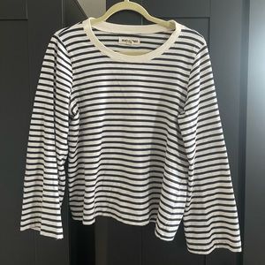 Madewell (Rivet & Thread) long sleeve navy and white shirt